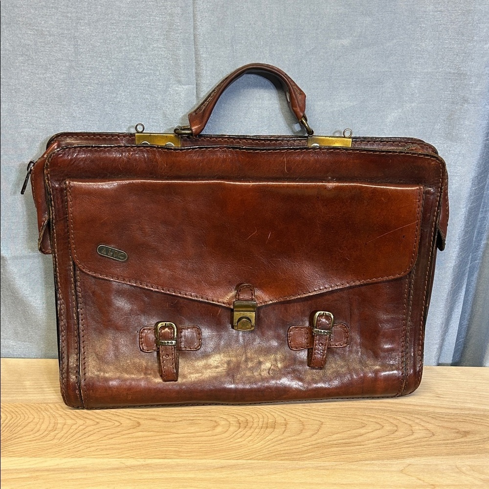 Vintage ALDO Brown real Leather Men's Briefcase